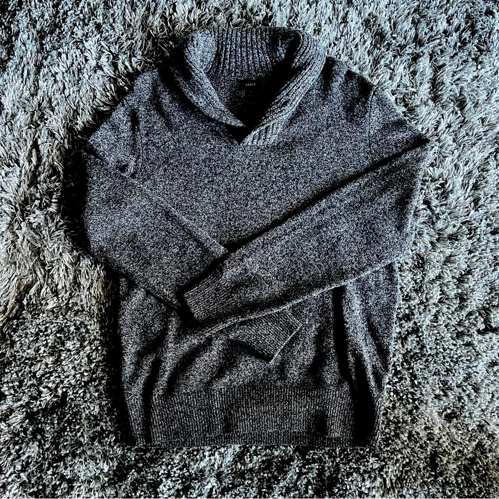 JCREW WOOL SHAWL COLLAR SWEATER